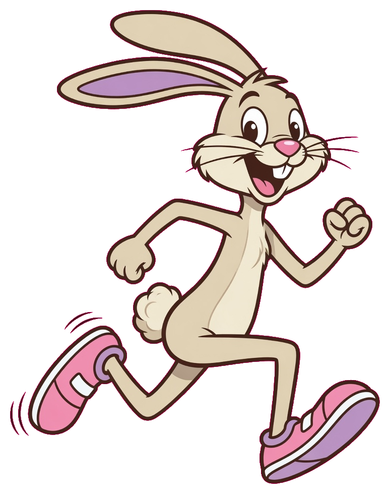 Dash running the store-run loop in pink shoes