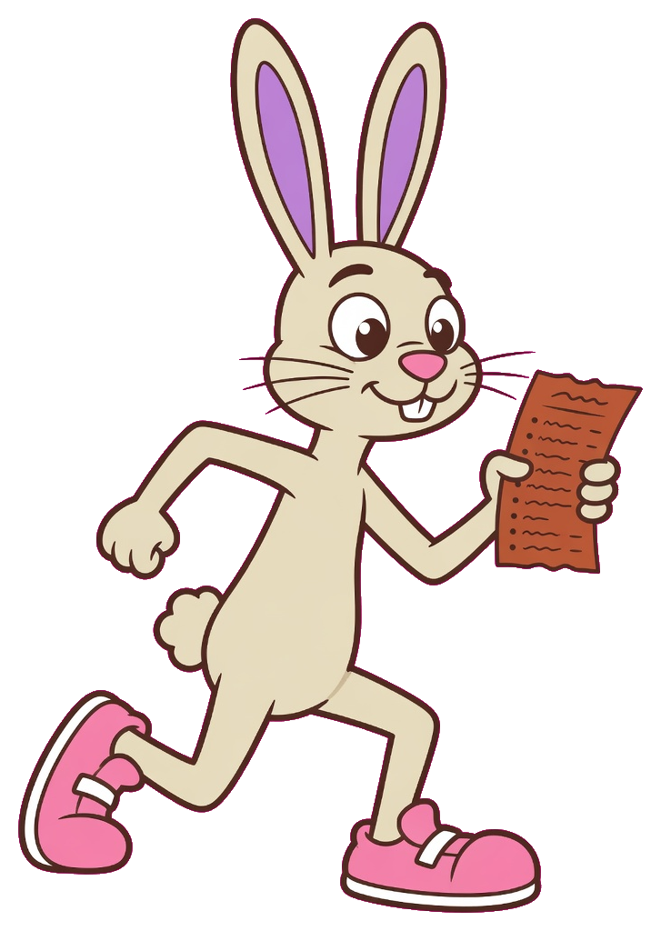 Dash holding a grocery list under one arm